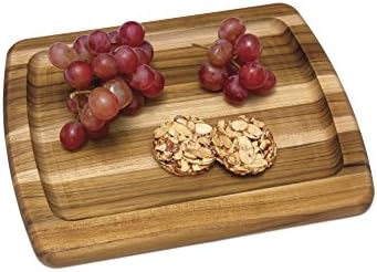 Lipper International 7215 Teak Wood Edge Grain Kitchen Cutting and Serving Board, Small, 12" x 9" x 5/8"