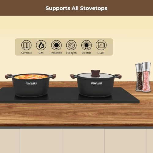 ITSMILLERS Nonstick Stock Pot, 6.5 Qt Soup Stock Pot with Strainer Lid, Induction Cooking Pot with Visible Lid for Pasta, Spaghetti
