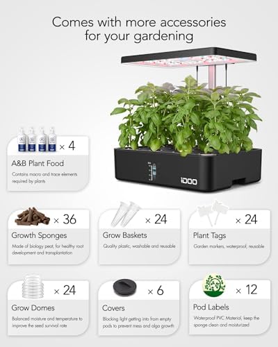 iDOO 12Pods Hydroponics Growing System Garden with LED Grow Light