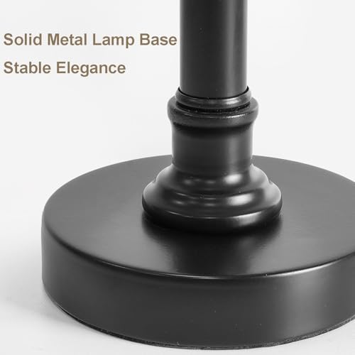 19.5" Small Table Lamp for Bedroom - Bedside Lamps for Nightstand | Black Rustic Table Lamp for Living Room with Fabric Shade