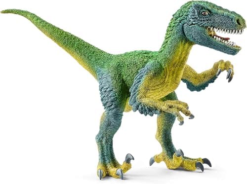 schleich Dinosaurs - Velociraptor Figurine with Movable Jaw and Arms - Realistic Raptor Dino Toy with Feathered Body and Claws - Durable Dinosaur
