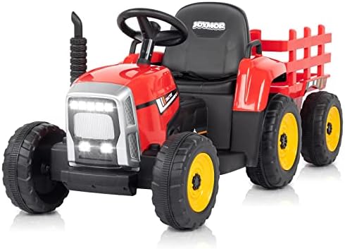 JOYMOR Ride on Tractor with Remote Control, 25W Motors Electric Tractor with Trailer for Toddler