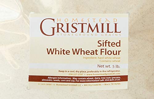 Homestead Gristmill — Stone-ground Sifted White Wheat Flour (5 lb), Artisanally Milled from Hard White Wheat Berries
