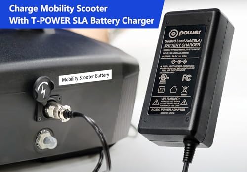 T POWER 24V 2A GoGo Mobility Scooter Charger – Quick 3-Pin XLR Battery Charger for Pride Go-Go, Jazzy Power Chair, ShopRider, Drive Medical