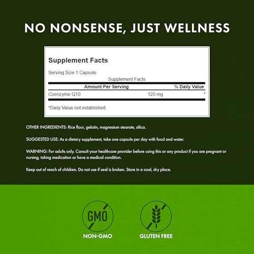Swanson CoQ10 Helps Promote Heart Health (100 Capsules, 120mg Each) | Energy Support, and Aids Overall Cardiovascular System Health, Helps Maintain Coenzyme Q10 Supplement
