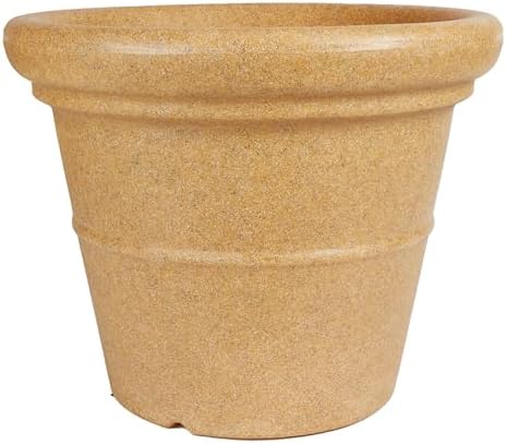 The HC Companies Terrazzo Large Round Plastic Plant Pot w/Rolled Rim - Lightweight & UV Resistant Gardening Pot for Herbs & More - Outdoor & Indoor Plant Pots w/Drainage (17” Black)