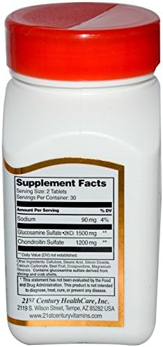 21st Century Glucosamine Chondroitin Triple Strength 750/600mg, 60 Count | Triple-Strength Glucosamine 750 mg & Chondroitin 600 mg, Joint