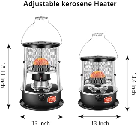 Portable Kerosene Heater 9000 BTU Outdoor/Indoor Kerosene Stove, Non-Electric Heater for Tent Cooking Ice Fishing Home and Survival Emergency, Black