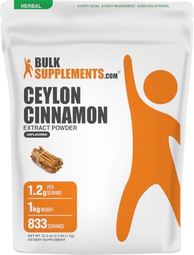 BulkSupplements.com Ceylon Cinnamon Extract Powder - Cinnamon Extract, Cinnamon Ceylon - Cinnamon Supplement, Pack of 1 - Gluten Free & Soy Free, 1000mg per Serving, 5kg (11 lbs)