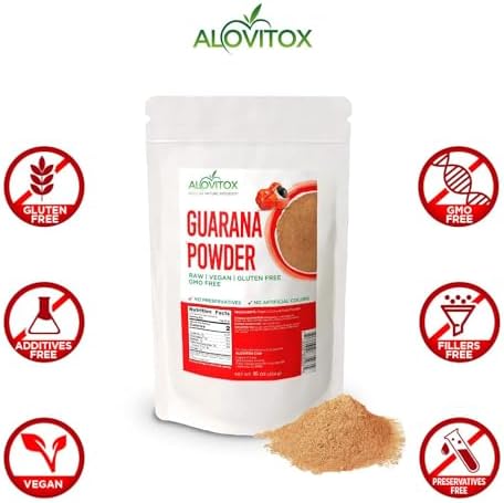 Guarana Seed Powder Extract: USDA Organic, 65mg Caffeine/Serving | Raw, Vegan, Non-GMO, Gluten-Free Superfood, Boosts Energy Naturally