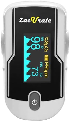 Zacurate 500E-B Wireless Bluetooth Fingertip Blood Pulse Oximeter Monitor with FREE App, SpO2, Heart Rate, Plethysmograph