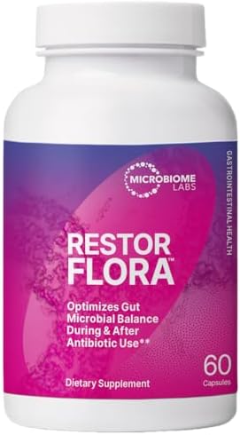 Microbiome Labs Restorflora Probiotics for Digestive Health - Gut Health Supplements with Dual Action Probiotics for Women & Men - Support Bowel