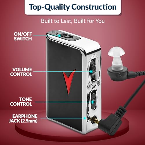 Personal Sound Amplifier - Audio Hearing Amplifier Device and Voice Enhancer Device for Sound Gain of 50dB, Up to 100 Feet Away