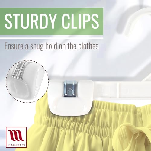 Mainetti 8in White Kids Pants Hangers with Non-Slip Clips (100 Pack)