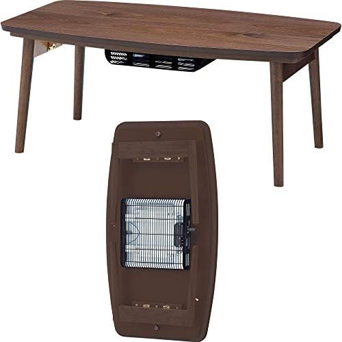 AZUMAYA Kotatsu Heater Folding Legs Table W36.0 x D20.0 x H14.5 Inches Natural Oak and Rubber Wood Material Home and Living Herringbone Pattern Table Top Wood Brown Color KT-111