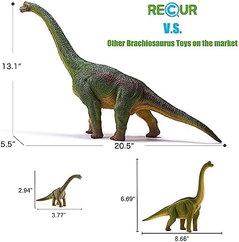 RECUR Jumbo Brachiosaurus Toys Large 20.5 Jurassic Toys Dinosaur Figure Toy Safe Odorless Hand-Painted Figurines for Kids Realistic Design Replica