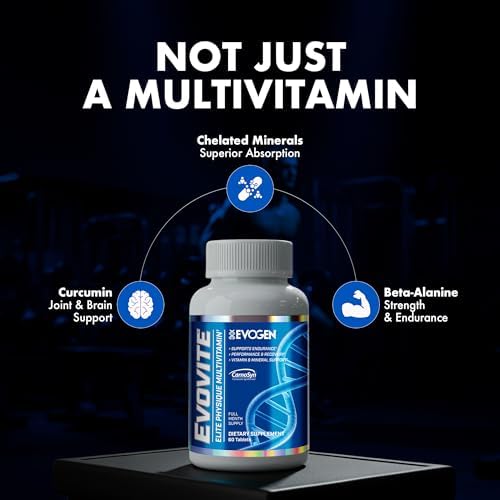 Evogen Evovite Multivitamin Tablets | 30 Servings | Albion chelated minerals with CarnoSyn beta-alanine, Longvida curcumin, boron