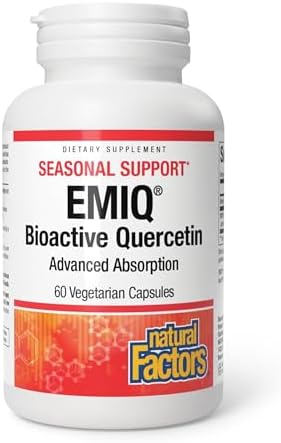 Natural Factors Bioactive Quercetin EMIQ - Immunity Support Supplement with Vitamin C - Quercetin for Upper Respiratory & Heart Health - 60