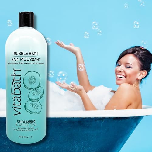 Vitabath Cucumber & White Tea Bubble Bath Rich Foaming Bubbly Soak & Relaxing Aromatherapy Moisturizing & Nourishing Indulgent Suds for Women & Men