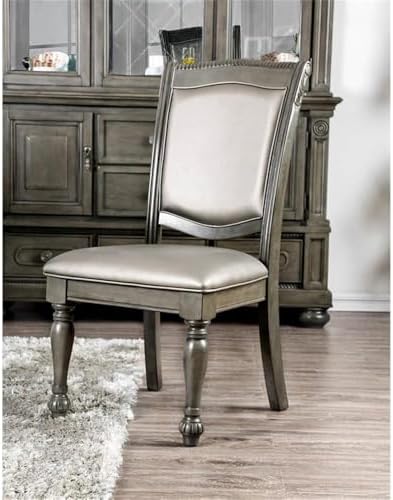 BOWERY HILL 19" Transitional Wood/Faux Leather Side Chair in Cherry (Set of 2)