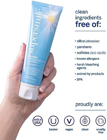 Supersmile Awake Zesty Mint Whitening Toothpaste, with Caffeine, 4.2 Oz