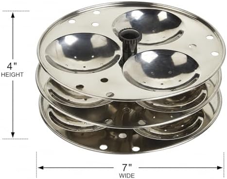 Tabakh 3-Rack Stainless Steel Hawkins Type Idli Stand, Makes 9 Idlys