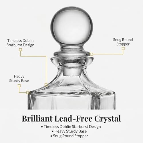 Godinger Mini Whiskey Decanter Barware Set - Dublin Crystal Collection for Liquor Whisky Vodka or Wine - 10oz, set of 3