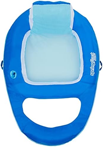 SwimWays Spring Float Recliner 6060700 Water Buoyant Summertime Relaxation Comfort Lounge Seat with Cup Holder for Pool Lake Beach Pond River Island