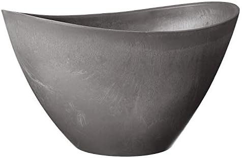 Arcadia Garden Products PSW Pot Collection YB41C Plastic/Stone/Wood Composite Curved Planter Pot – No Drainage Hole (Drillable), for Indoor and Outdoor Plants and Gardens, 16-inch, Chocolate