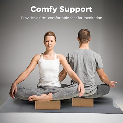 Cork Yoga Blocks 2 Pack Set -Natural Cork from Portugal, 9"x6"x4" Yoga Blocks Non-Slip&Anti-Tilt for Women| Men, Lightweight