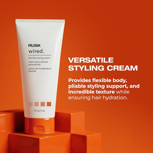RUSK Wired Flexible Styling Cream - Frizz Control Hair Styling Products for Textured Definition & Pliable Hold - Flexible Hair Cream for All Types (6 oz)