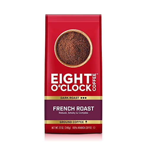 Eight O'Clock Coffee French Roast, 12 Ounce (Pack of 6) Dark Roast Ground Coffee, Robust, Smoky & Complex, 100% Arabica