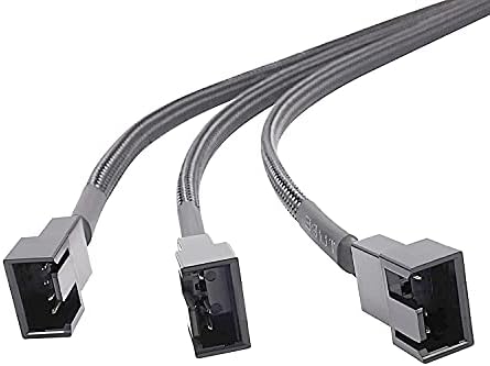 2 Pack 3 Way 4 Pin PWM Fan Splitter Cable, PC Extension Cable Converter for Computer ATX Case 4-Pin/3-Pin Cooling, 10.6" 1 to 3