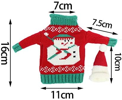 Vpang Christmas Bottle Cover Bag Knitted Wine Bottle Sweaters Cover Dress with Hat Set of 4