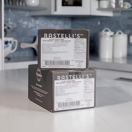 Rastelli's Black Angus Beef Filet Mignon Steaks (10 ct) 5 oz Portions, With Butter, 3.125 lbs. Total