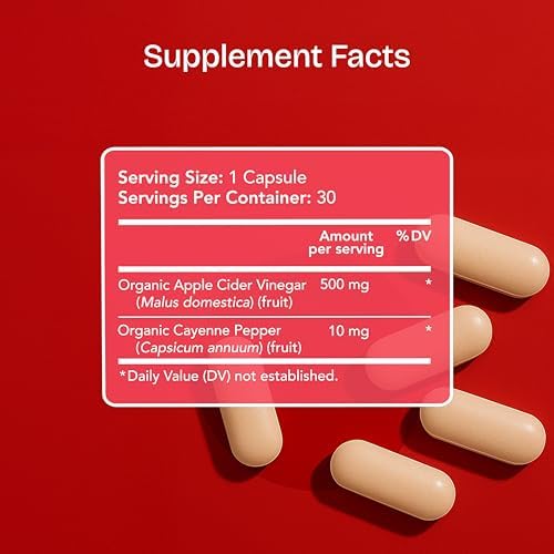 Vitamin Bounty Apple Cider Vinegar Capsules – ACV with The Mother + GLP-1 Support – Detox, Bloating Relief & Appetite Suppressant – Non-GMO