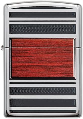 Zippo Wood Grain High Polish Chrome Pipe Pocket Lighter