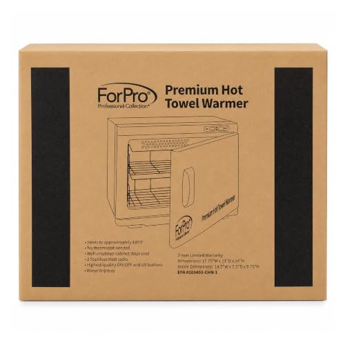 ForPro Professional Collection Premium Hot Towel Warmer, 23L Extra Large Capacity, Two Stainless Steel Racks, Black