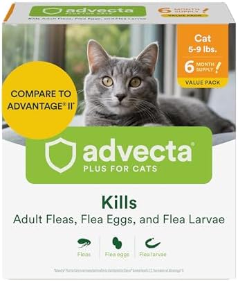 Advecta Plus Cat Flea Treatment 5-9 lbs, Imidacloprid, 4-Month | Ideal for Small Cats 5-9 lbs; Kills Adult Fleas in 12 hrs; 4-month supply; Breaks Flea Life Cycle