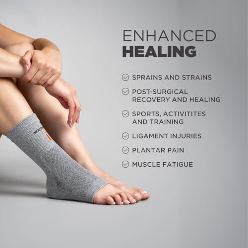 Incrediwear Ankle Sleeve – Infrared Ankle Brace for Women and Men to Support Pain Relief, Swelling, Plantar Fasciitis, Sprains, Achilles, Arthritis (Grey, Small/Medium)