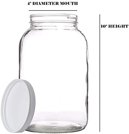 1 Gallon Glass Mason Jars – Extra Large Wide Mouth Jars with Airtight Lids – Perfect for Sourdough Starter, Fermenting, Pickling, and Storage – Made in the USA – Pack of 2