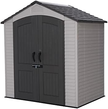 Lifetime 7' x 7' Outdoor Storage Shed with High-Density Polyethylene, Steel-Reinforced, Desert Sand