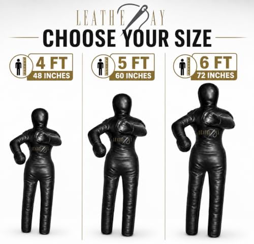 LEATHERAY MMA Jiu Jitsu Grappling Dummy Judo Punching Bag,Brazilian Jiu Jitsu Dummy,Wrestling Grappling BJJ Dummy Black -Unfilled