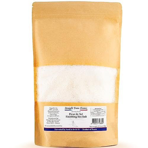 Straight from France Genuinely French Fleur De Sel Flaky Sea Salt | Finishing salt rich in minerals & electrolytes, flaky sea salt for baking and seasoning dishes, hand harvested, 1.5oz jar