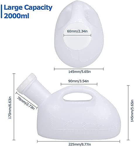 Urinals for Men, 2000ml Urine Bottle for Men, Male Portable Pee Bottle, Spill Proof Men's Potty Portable Urinal