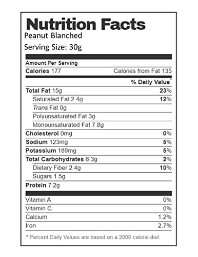 Aiva Blanched Peanuts Skinless, Blanched Raw, Uncooked Gourmet Quality Nut USA Grown 5 LB