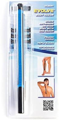 EVOLVE Back Hair Removal Razor - 16 Inch Extended Reach Foldable Handle Body Shaver with 4 Cartridges - Men Women Wet Dry Shaving Tool