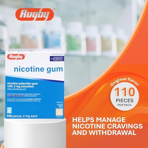 Nicotine Gum 2mg Sugar Free Original Generic for Nicorette 110 Pieces per Box Pack of 4 Total 440 Pieces