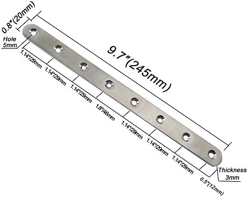 4 Pcs 9.7" Stainless Steel Flat Brackets, Mending Plates with 32PCS Screws