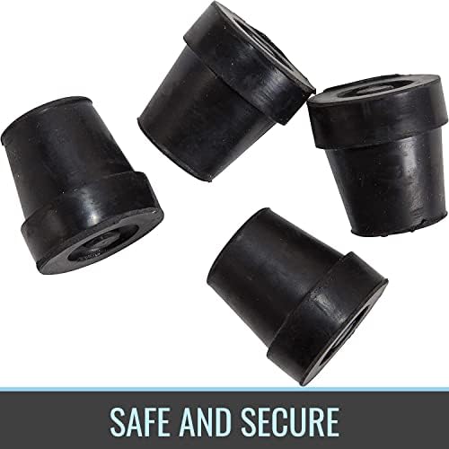 DMI Durable Replacement Quad Cane Tips, Extra Stability, No-Slip Grip, 1/2 Inch, FSA and HSA Eligible, (Pack of 4)